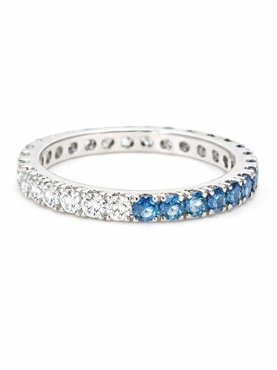 3Ct Blue Sapphire & Diamond Full Eternity Band Wedding Ring  Elegant Blue Sapphire & Diamond 14K (18K Custom) White Gold Eternity Band Ring